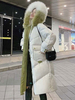 Manteau Matelassé Chaud comme Doudoune Confectionné Hiver Femme Long à Capuche avec Poches et Bouton Fausse Fourrure Bicolore Manteau Hiver Femme