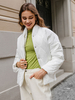 Manteau Matelassé Chaud comme Doudoune Femme Court Hiver à Col Montant avec Poches Unicolore Manteau Hiver Femme