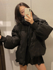 Manteau Matelassé Chaud comme Doudoune Femme Court Hiver à Col Montant avec Poches Unicolore Manteau Hiver Femme