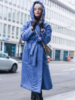 Manteau Matelassé Chaud comme Doudoune Femme Hiver à Capuche avec Poches Coupe Cintrée à Lacets Unicolore Manteau Hiver Femme