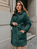 Manteau Matelassé Chaud comme Doudoune Femme Hiver à Col Montant avec Capuches avec Poches Ceinturé Unicolore Manteau Hiver Femme