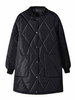 Manteau Matelassé Chaud comme Doudoune Femme Hiver à Col Montant avec Poches et Bouton Unicolore Vernis Manteau Hiver Femme