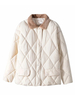 Manteau Matelassé Chaud comme Doudoune Femme Hiver à Col Montant Court avec Poches et Bouton Unicolore Manteau Hiver Femme