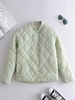 Manteau Matelassé Chaud comme Doudoune Femme Hiver à Col Montant Court avec Poches et Bouton Unicolore Manteau Hiver Femme