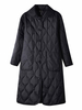 Manteau Matelassé Chaud comme Doudoune Femme Hiver à Col Montant Long avec Poches et Bouton Unicolore Manteau Hiver Femme