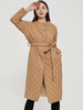 Manteau Matelassé Chaud comme Doudoune Femme Hiver à Col Rond Long avec Poches Ceinturé à Lacet et Bouton Unicolore Manteau Hiver Femme