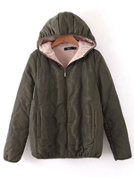 Manteau Matelassé Chaud comme Doudoune Femme Hiver avec Capuche Réglable par Lacet à Cotons avec Poches Manteau Hiver Femme