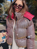 Manteau Matelassé Chaud comme Doudoune Femme Hiver Bouffant avec Les Paillettes Taille Haute avec Capuche avec Poches Manteau Hiver Femme
