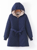 Manteau Matelassé Chaud comme Doudoune Femme Hiver Bouffants à Capuche Réglable par Lacet Ceinturé avec Poches Manteau Hiver Femme
