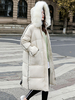 Manteau Matelassé Chaud comme Doudoune Femme Hiver Bouffants Long avec Les Rayures avec Capuche Fausse Fourrure Synthétique avec Poches Manteau Hiver Femme