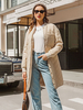 Manteau Matelassé Chaud comme Doudoune Femme Long Hiver à Col Rond avec Poches Unicolore Manteau Hiver Femme