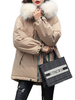 Manteau Matelassé Chaud comme Doudoune Hiver Femme à Col Montant Bouffants à Capuche Décontractés Fausse Fourrure Synthétique Manteau Hiver Femme