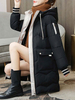 Manteau Matelassé Chaud comme Doudoune Hiver Femme Bouffants à Capuche avec Poches et Bouton Bicolore Fausse Fourrure Synthétique Manteaux Hiver Femme