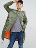 Manteau Matelassé Chaud Comme Doudoune Long Hiver Femme avec Manches Longues à Col Montant à Zip avec Poches Unicolore Vert Militaire