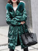 Manteau Matelassé Chaud comme Doudoune Longue Femme Hiver Bouffants à Capuche avec Poches et Fausse Fourrure Bicolore Manteau Hiver Femme