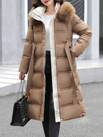 Manteau Matelassé Comme Doudoune Femme à Capuche avec Manches Longues Coupe Cintrée à Lacets Unicolore Manteau Femme