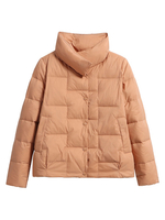 Manteau Matelassé Comme Doudoune Femme à Col Montant avec Manches Longues avec Boutons avec Poches Unicolore Manteau Femme