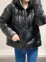 Manteau Matelassé Comme Doudoune Femme Court à Col Montant avec Manches Longues à Zip Unicolore