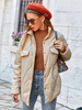 Manteau Matelassé Comme Doudoune Femme Court à Col Revers avec Manches Longues avec Boutons Unicolore