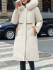 Manteau Matelassé Comme Doudoune Femme Long à Capuche avec Manches Longues Coupe Cintrée avec Poches Unicolore Manteau Femme