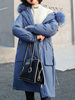 Manteau Matelassé Comme Doudoune Femme Long à Capuche avec Manches Longues Coupe Cintrée avec Poches Unicolore Manteau Femme Doublure Amovible