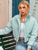 Manteau Matelassé Comme Doudoune Femme Taille Haute avec Manches Longues à Col Montant à Zip Unicolore