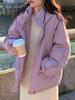 Manteau Matelassé Court Comme Doudoune à Col Montant avec Manches Longues avec Poches à Zip Unicolore Manteau Femme
