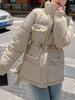 Manteau Matelassé Court Femme à Col Montant avec Manches Longues Coupe Cintrée à Lacets avec Poches Unicolore Manteau Femme