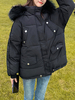 Manteau Matelassé Court Femme Comme Doudoune à Capuche avec Manches Longues avec Poches Unicolore Manteau Femme