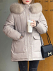 Manteau Matelassé Court Femme Comme Doudoune à Capuche avec Manches Longues Coupe Cintrée à Lacets avec Poches Unicolore Manteau Femme