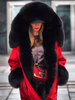 Manteau Matelassé en Fausse Fourrure Femme Imprimé à Capuche avec Manches Longues avec Poches Bicolores Manteau Femme