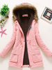 Manteau Matelassé Femme à Capuche avec Manches Longues à Zip avec Poches Coupe Cintrée à Lacets Bicolores Manteau Femme