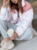 Manteau Matelassé Imprimé Court Comme Doudoune Femme à Col Montant avec Manches Longues avec Poches Bicolores Manteau Femme