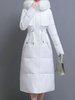 Manteau Matelassé Long Comme Doudoune à Capuche avec Manches Longues à Zip Unicolore Manteau Femme