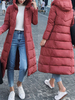 Manteau Matelassé Long Comme Doudoune à Capuche avec Manches Longues à Zip Unicolore Manteau Femme