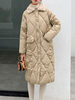 Manteau Matelassé Long Femme à Col Montant avec Manches Longues avec Boutons avec Poches Unicolore Manteau Femme