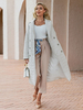 Manteau Matelassé Long Femme à Col Revers avec Manches Longues avec Boutons Unicolore