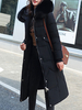Manteau Matelassé Long Femme Comme Doudoune à Capuche avec Manches Longues à Zip avec Poches Unicolore Manteau Femme