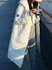 Manteau Matelassé Long Femme Comme Doudoune à Capuche avec Manches Longues à Zip avec Poches Unicolore Manteau Femme