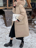Manteau Matelassé Long Femme Comme Doudoune à Capuche avec Manches Longues à Zip avec Poches Unicolore Manteau Femme