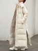 Manteau Matelassé Long Femme Comme Doudoune à Capuche avec Manches Longues avec Poches Unicolore