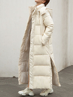 Manteau Matelassé Long Femme Comme Doudoune à Capuche avec Manches Longues avec Poches Unicolore