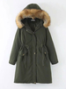 Manteau Matelassé Mi-long Femme à Capuche avec Manches Longues Coupe Cintrée à Lacets avec Poches à Zip Unicolore