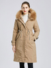 Manteau Matelassé Mi-long Femme avec Manches Longues Coupe Cintrée à Lacets avec Poches Unicolore Manteau Femme