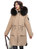 Manteau Matelassé Mi-long Femme avec Manches Longues Coupe Cintrée à Lacets avec Poches Unicolore Manteau Femme