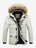 Manteau matelassé mi-long épais à capuche pour homme