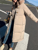 Manteau Matelassé Mi-longue à Capuche avec Poches à Zip avec Manches Longues Unicolore Manteau Femme