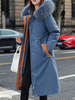 Manteau Matelassé Mi-longue à Capuche avec Poches à Zip avec Manches Longues Unicolore Manteau Femme