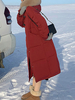 Manteau Matelassé Mi-longue Femme Comme Doudoune à Capuche avec Manches Longues à Zip avec Poches Unicolore Manteau Femme