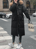 Manteau Matelassé Mi-longue Femme Comme Doudoune à Capuche avec Manches Longues à Zip avec Poches Unicolore Manteau Femme